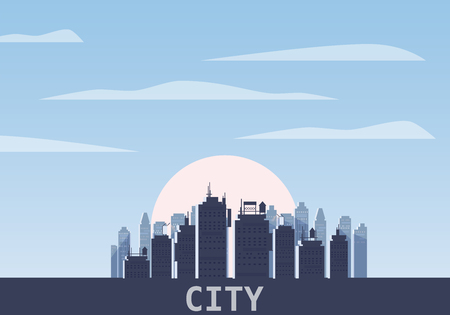 Cityscape day. Modern city skyline panoramic vector backgroundのイラスト素材