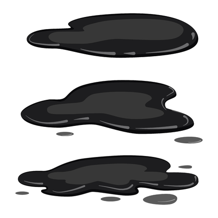 Set puddle, black colour, liquid vector cartoon styleのイラスト素材