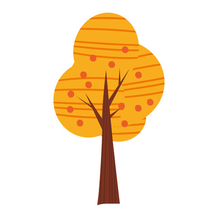 Colorful autumn tree. Cartoon yellow, orange, red fall tree for city park and forest landscape backgroundのイラスト素材
