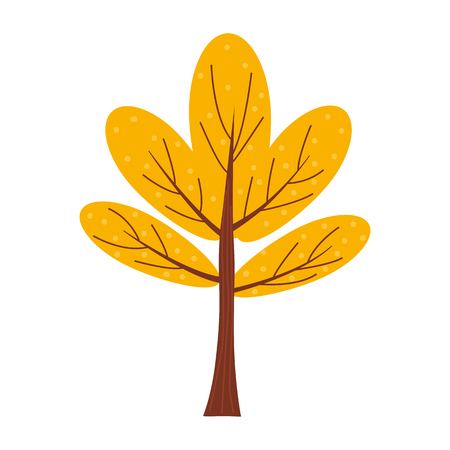 Colorful autumn tree. Cartoon yellow, orange, red fall tree for city park and forest landscape backgroundのイラスト素材
