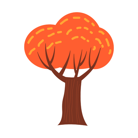 Colorful autumn tree. Cartoon yellow, orange, red fall tree for city park and forest landscape backgroundのイラスト素材