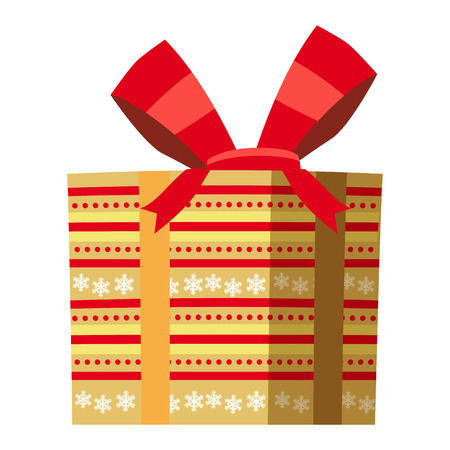 Colorful gift box with bows and ribbons. Presents isolated on whiteのイラスト素材