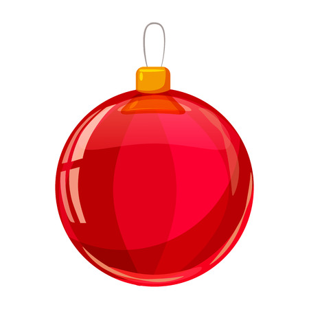 Colour christmas red ball isolated on white background. Vector illustration. Cartoon styleの写真素材