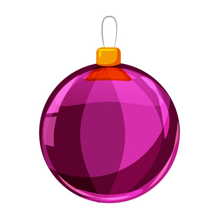 Colour christmas purple ball isolated on white background. Vector illustration. Cartoon styleの写真素材