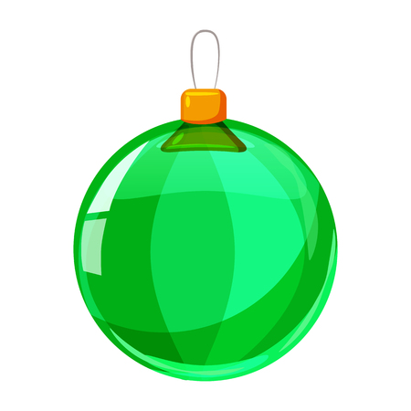 Colour christmas green ball isolated on white background. Vector illustration. Cartoon styleの写真素材