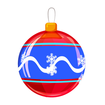 Colour decorated christmas red ball isolated on white backgroundのイラスト素材