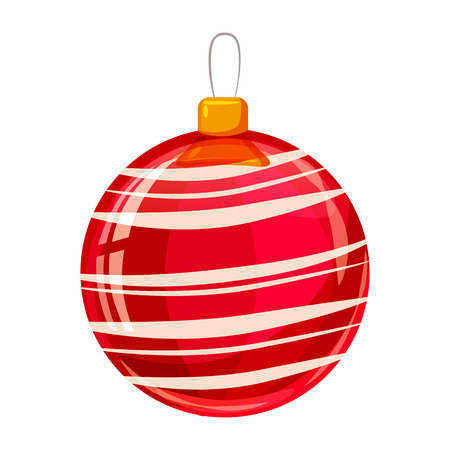 Colour decorated christmas red ball isolated on white backgroundのイラスト素材