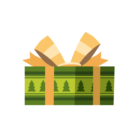 Colorful gift box with bows and ribbons. Presents isolated on whiteのイラスト素材