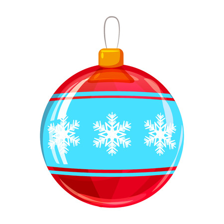 Colour decorated christmas red ball isolated on white backgroundのイラスト素材