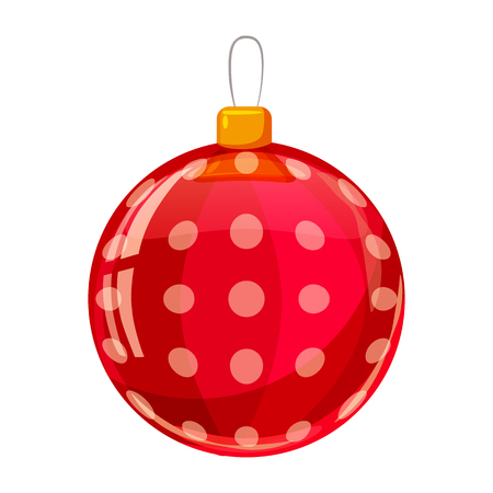 Colour decorated christmas red ball isolated on white background. Vector illustration. Cartoon styleの写真素材