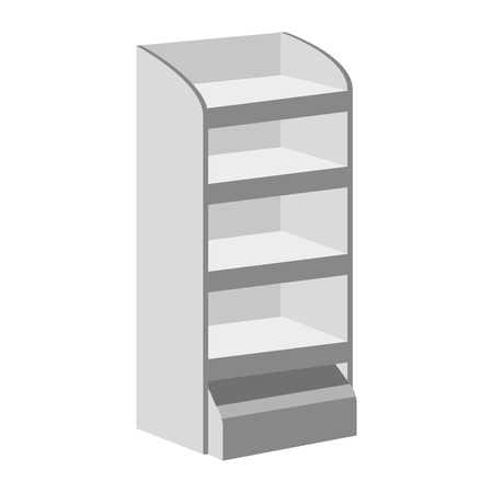 Rack shelves for supermarket floor showcases on a white background. Advertisement POS POIのイラスト素材