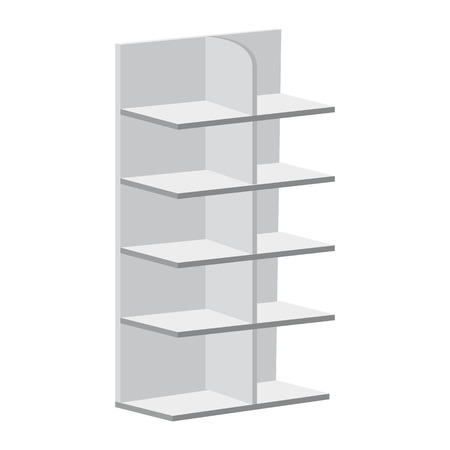 Rack shelves for supermarket floor showcases on a white background. Advertisement POS POIのイラスト素材
