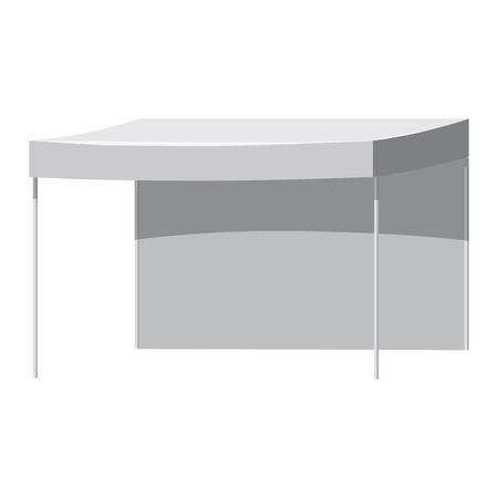 White canopy or tent, vector illustration. Promotional Outdoor Canoby Event Trade Show Pop-Up Tent Mobile Marquee. Mockup for your design.の写真素材