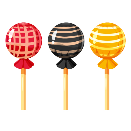Set of colorful lollipops, sweet candies, vector illustrationのイラスト素材