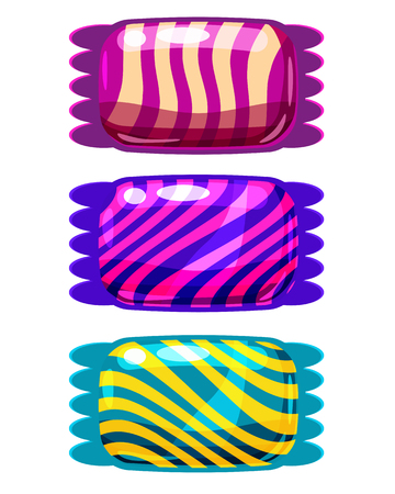 Set of sweets color candy on white background. Vector illustration. Isolatedのイラスト素材