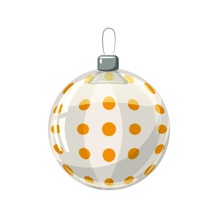 Christmas ball yellow, gold, white colour decorated on white backgroundのイラスト素材