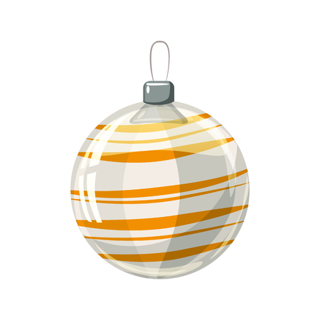 Christmas ball yellow, gold, white colour decorated on white backgroundのイラスト素材
