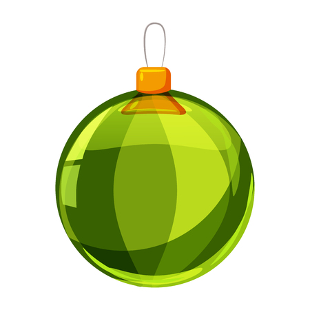 Colour christmas green ball isolated on white background. Vector illustration. Cartoon styleの写真素材