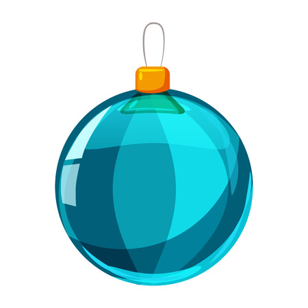 Colour christmas blue ball isolated on white background. Vector illustration. Cartoon styleの写真素材