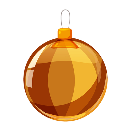 Colour christmas gold ball isolated on white background. Vector illustration. Cartoon styleの写真素材