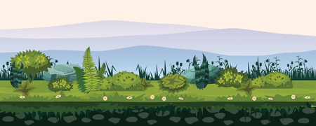 Sof vegetation, grass, foliage, landscape for development of ui gamesのイラスト素材
