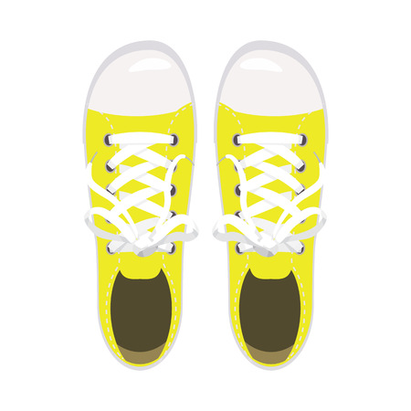 Sports shoes, gym shoes, keds, yellow colors, for sports and in daily life, fashion, vector, illustration, isolatedの写真素材