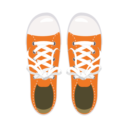 Sports shoes, gym shoes, keds, orange colors, for sports and in daily life, fashion, vector, illustration, isolatedの写真素材