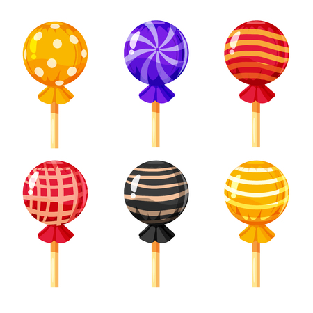Set of colorful lollipops, sweet candies, vector illustrationのイラスト素材