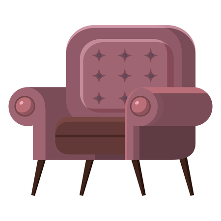 Chair cute furniture armchair and seat pouf design in furnished apartment interior illustration of business office-chair or easy-chair isolated on white background, vector, cartoon styleの写真素材