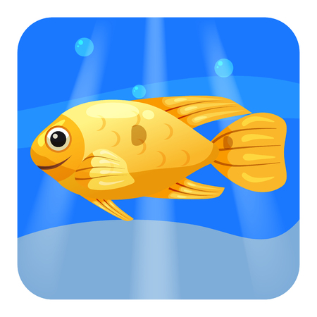 Cute Tropical fish, orange color in sea, ocean, cartoon style, vector illustrationのイラスト素材