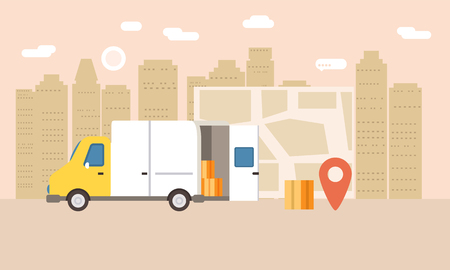 Online delivery of goods, tracking onlineのイラスト素材