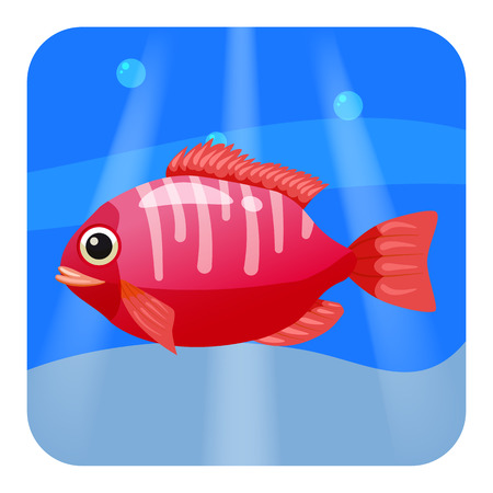 Cute beautiful tropical fish, on sea background, ocean, vector isolatedのイラスト素材