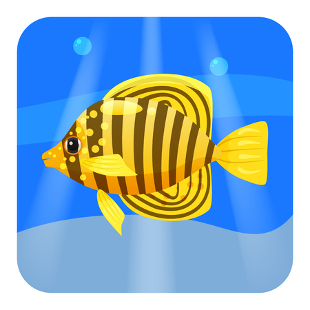 Exotic tropical fish isolated on seae background. Vector cartoon illustration isolatedのイラスト素材