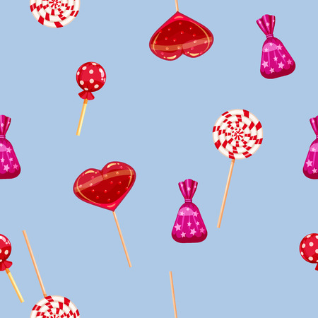 Seamless pattern of colored chocolates in a pack, swirl caramel, chocolateのイラスト素材