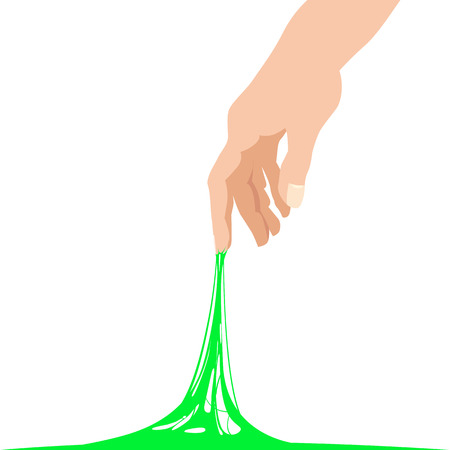 Sticky slime reaching stuck for hand, green banner templateのイラスト素材