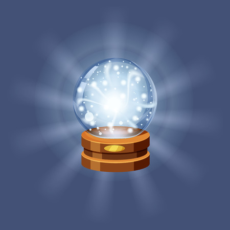 Magic crystal ball shining, magic, predictions, sphere light effectsのイラスト素材