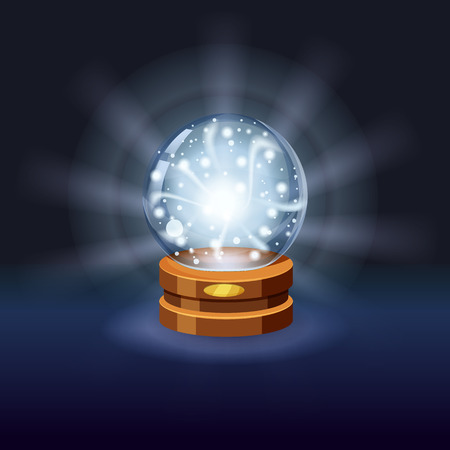 Magic crystal ball shining, magic, predictions, sphere light effectsのイラスト素材