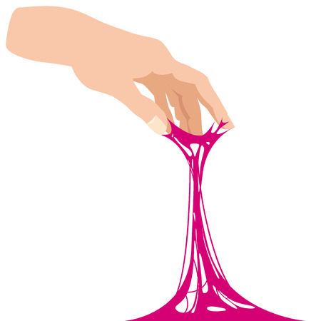 Sticky slime, reaching for stuck by the hand between fingersのイラスト素材