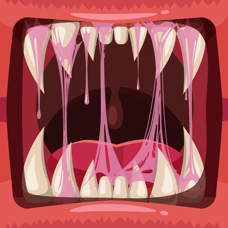 Predatory jaws of a monster with slime , green glue jellyのイラスト素材