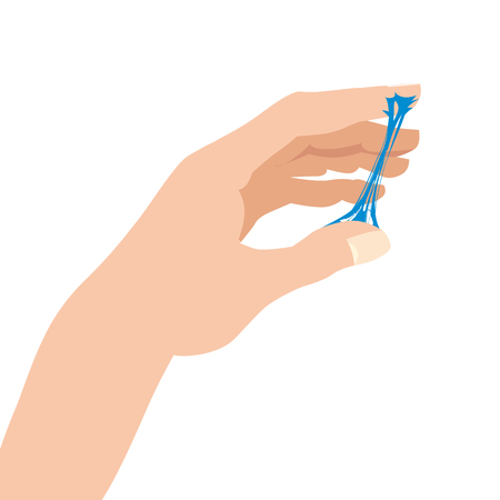 Sticky slime, reaching for stuck by the hand between fingersのイラスト素材