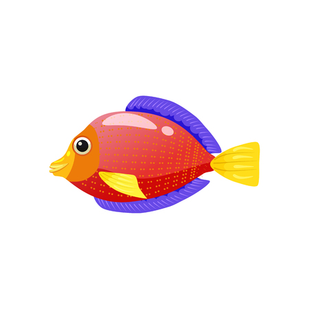 Tropical exotic red Discus fish, bright colorful coloringのイラスト素材