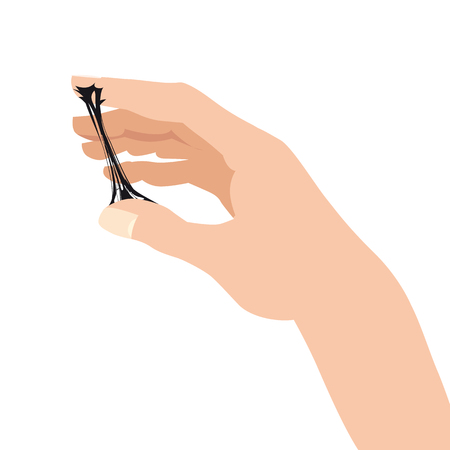 Sticky slime, reaching for stuck by the hand between fingersのイラスト素材
