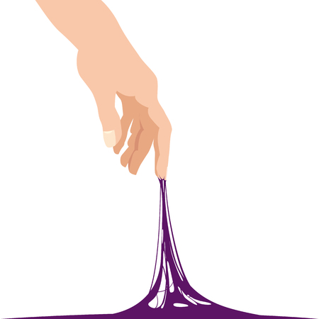 Sticky slime reaching stuck for hand, violet banner templateのイラスト素材