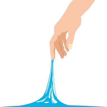 Sticky slime reaching stuck for hand, blue banner templateのイラスト素材