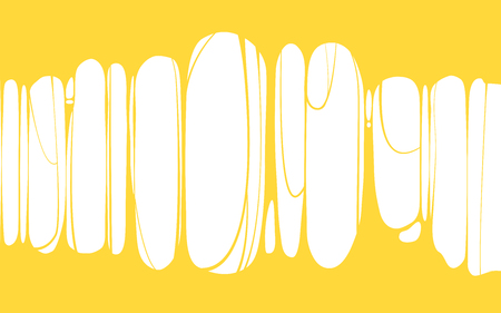 Slime sticky yellow banner, spittle, snot. Frame of scary zombie, alien slimeのイラスト素材