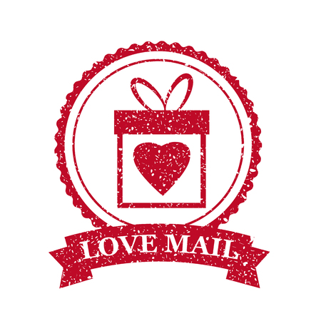 Set Valentine s Day and Wedding Romantic postage stamp grungeのイラスト素材