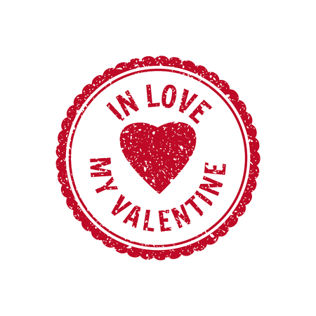 Set Valentine s Day and Wedding Romantic postage stamp grungeのイラスト素材