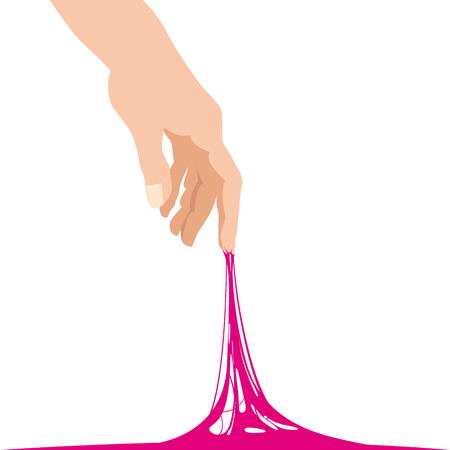 Sticky slime reaching stuck for hand, pink banner templateのイラスト素材