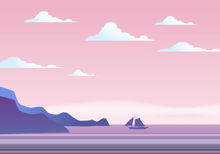 Summer sunny tropical backgrounds seascape with seasideのイラスト素材