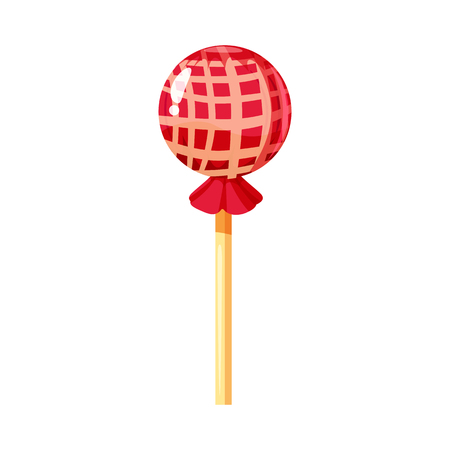 Lollipop colorful sweet. Round candies on stick in bright color packagingのイラスト素材